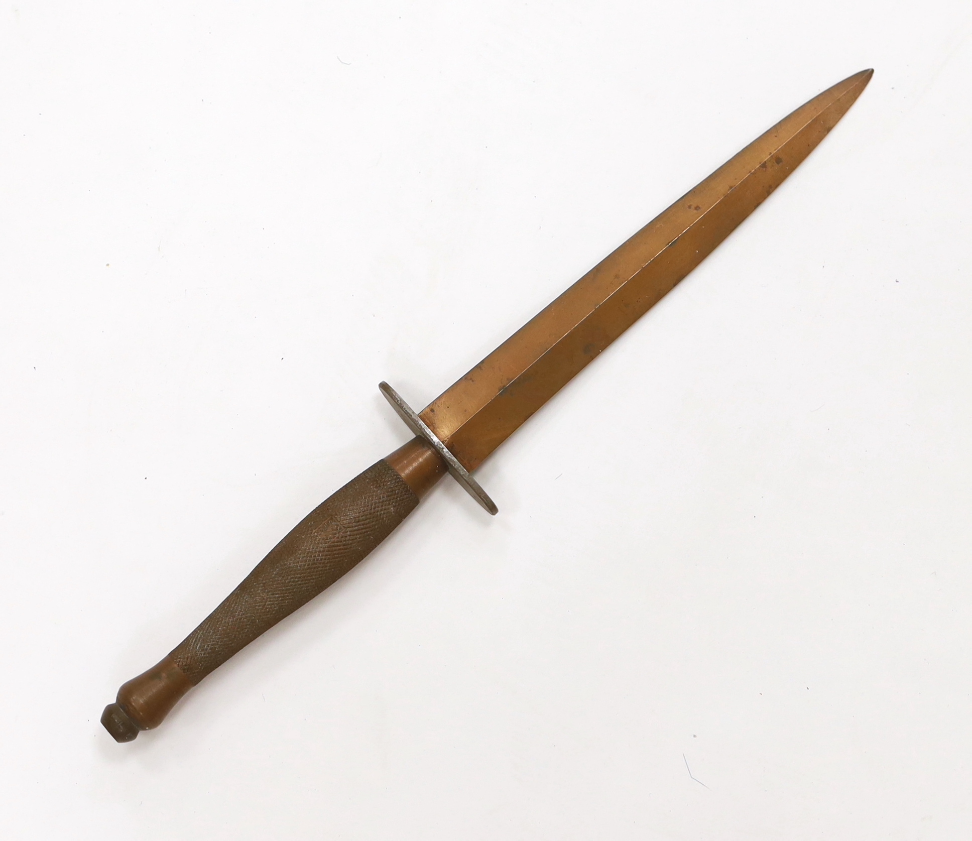 A Fairbairn Sykes Commando fighting knife, blade 17.5cm